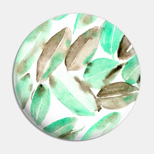 Watercolor mint and earthy leaves - hand painted nature Pin