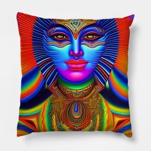 Techno-Shaman (27) - Trippy Psychedelic Art Pillow