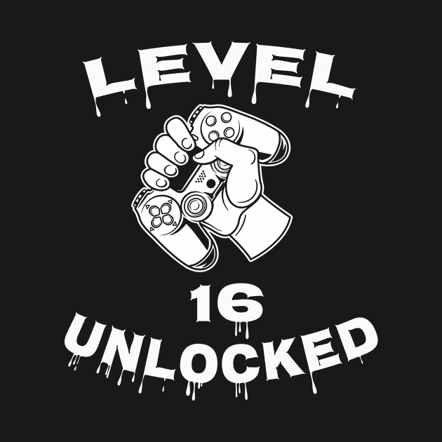 Level 16 Unlocked - Funny Mens 16th Birthday Gamer by Happysphinx