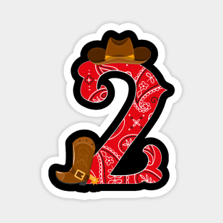 Kids 2nd Birthday Two Year Old Baby Cowboy Western Rodeo Party Magnet