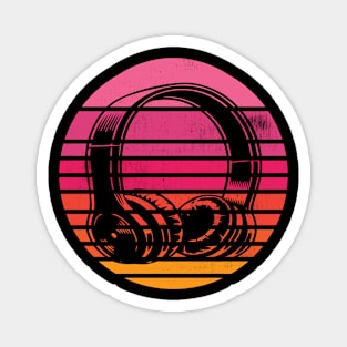 Retro Sunset Headphones Silhouette Magnet