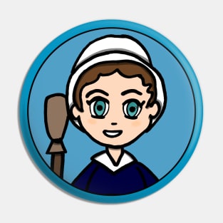 Chibi Molly Pitcher Patriot Portrait Pin