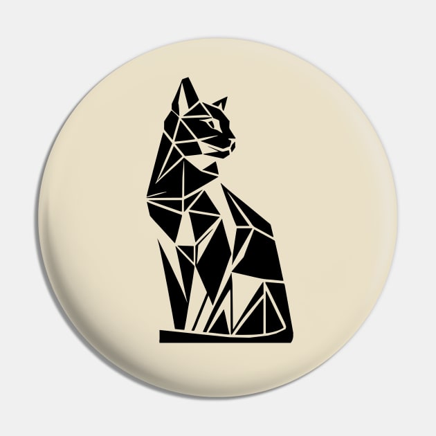 Black Geometric Cat Pin by Delicious Art