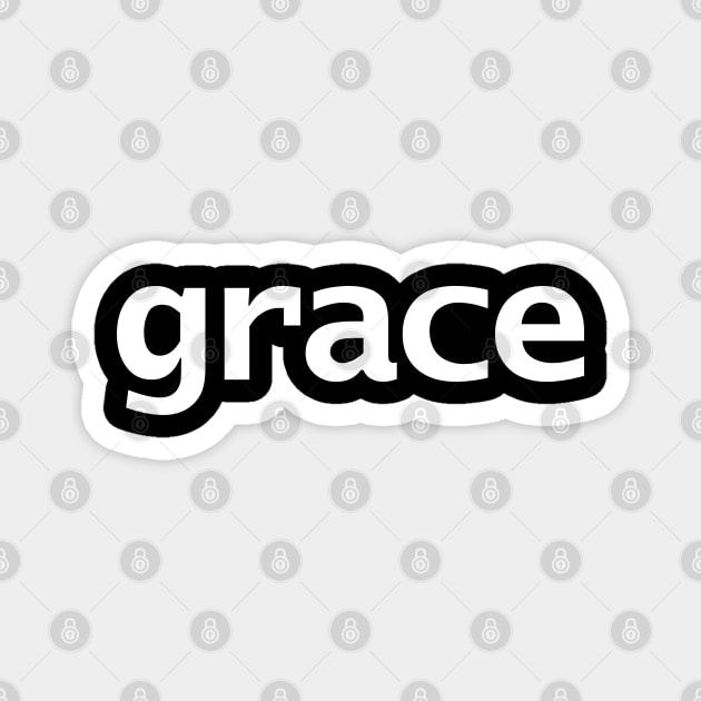 Grace Minimal Typography White Text Magnet by ellenhenryart