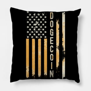 DOGECOIN Gold Flag Pillow