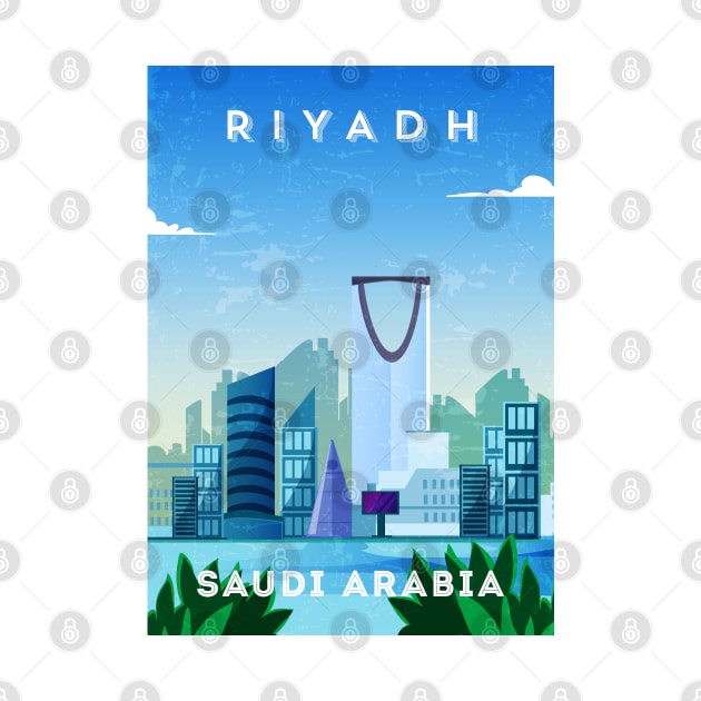 Riyadh, Saudi Arabia - Retro travel minimalist poster by GreekTavern