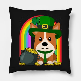 Corgi Rainbow Irish Clover St Patrick Day Dog Gift graphic Pillow