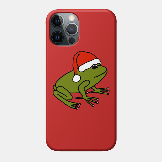 Cute Frog Wearing a Christmas Santa Hat - Holidays - Phone Case