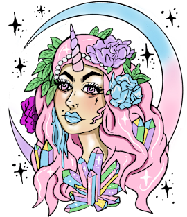 Unicorn Girl Pastel Goth Moon Maiden Crystal Cluster Magnet