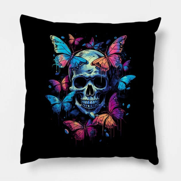 Fairy Grunge Fairycore Aesthetic Skeleton Butterfly Gothic Pillow by Spit in my face PODCAST