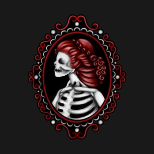 Red Skeleton Girl in Frame Cameo T-Shirt