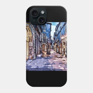 Santiago de Compostela, Vilar Street, illustrations from Galicia way of st james Phone Case