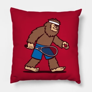 Sasquash Funny Cute Kawaii Sporty Badminton Squash Playing Bigfoot Pillow