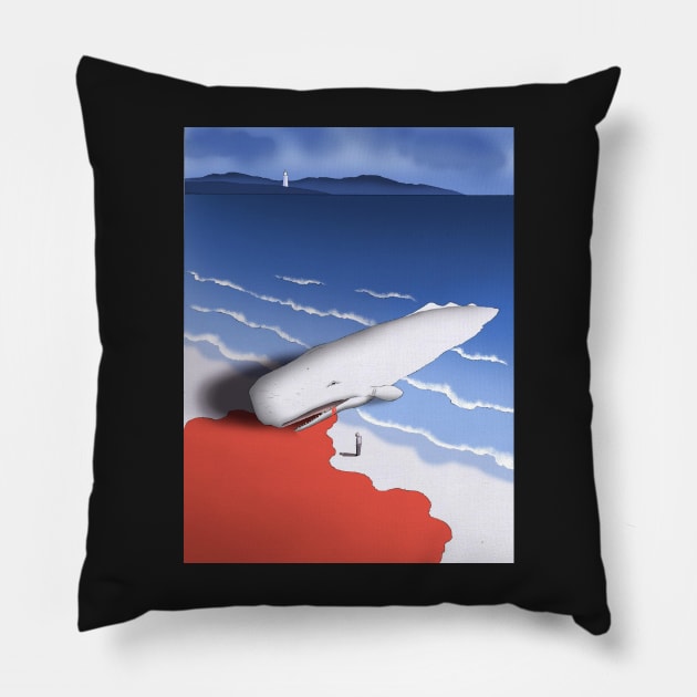 guy billout - guy billout red white and blue Pillow by QualityArtFirst