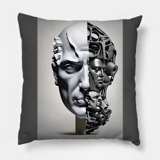 Dual Faces: Monochrome Fusion Pillow