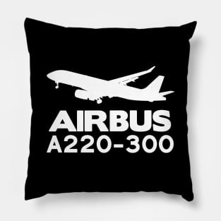 Airbus A220-300 Silhouette Print (White) Pillow