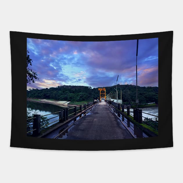 Evening Sky And Bridge Tapestry by WeStarDust