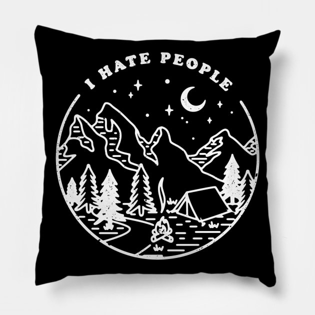 I Hate People Nature Mountain Outdoor Pillow by vo_maria