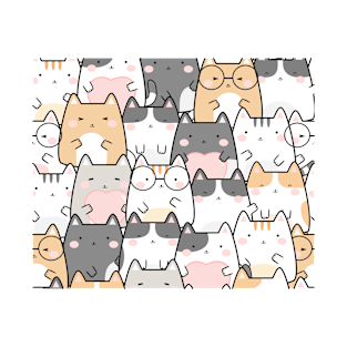 Kawaii Cat Crowd T-Shirt