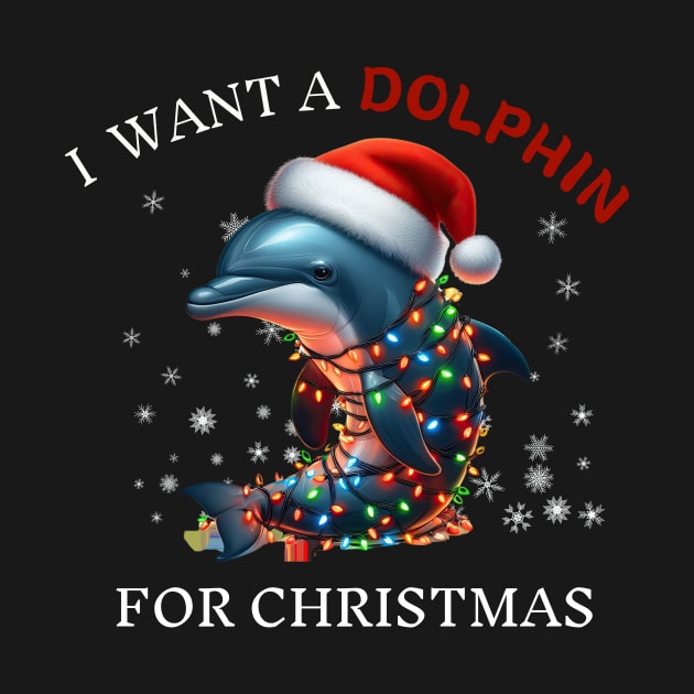 I Want a Dolphin For Christmas Dolphin Lover Christmas by Positive Designer