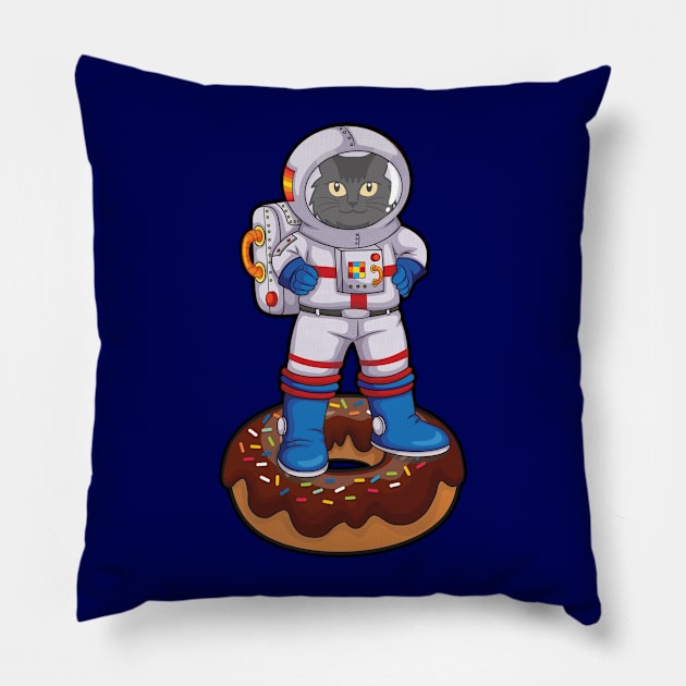 Space Cat & Donut Pillow by Plushism