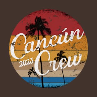 Cancun Crew 2023 Mexico Family Group Vacation Retro Sunset T-Shirt