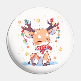 Fawn tangled up in Christmas decorations Pin