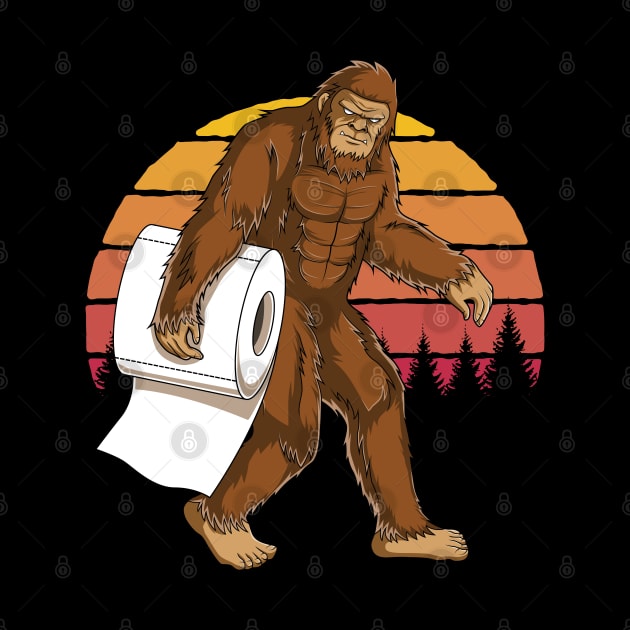Funny Bigfoot Sasquatch Carrying Toilet Paper by HCMGift