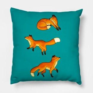 Three Free Frolicking Foxes Pillow