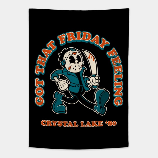 Got that Friday Feeling - Vintage Distressed Cartton - Friday 13th Tapestry by Nemons
