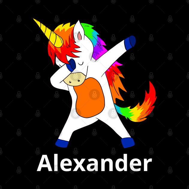 Alexander First Name Personalized Dabbing Unicorn by chuhe86