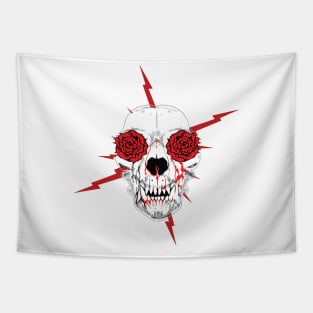 Canine Skull Dripping Blood New School Art Tapestry