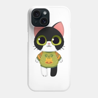 Holiday Black and White Kitten Phone Case