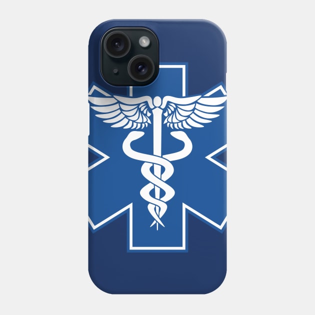 EMT Health Care Caduceus Blue Medical Symbol Phone Case by hobrath