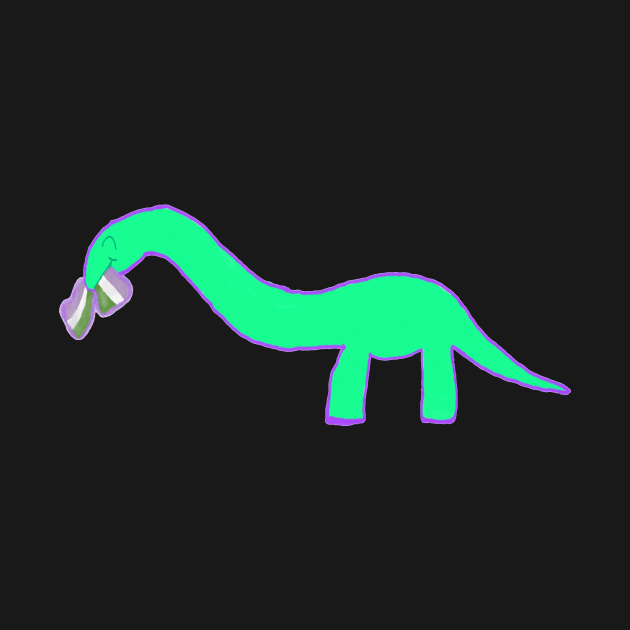 Long neck Dino with gender queer pride by system51