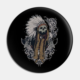 Head of Skull Indian Illustration Pin