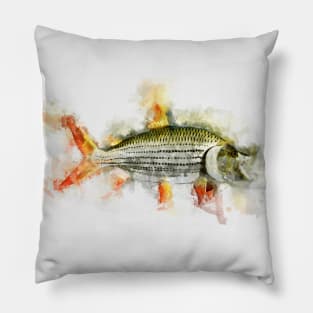 Goliath African TigerFish Watercolor Art for the Extreme Anglers / Gifts for Fisherman Pillow