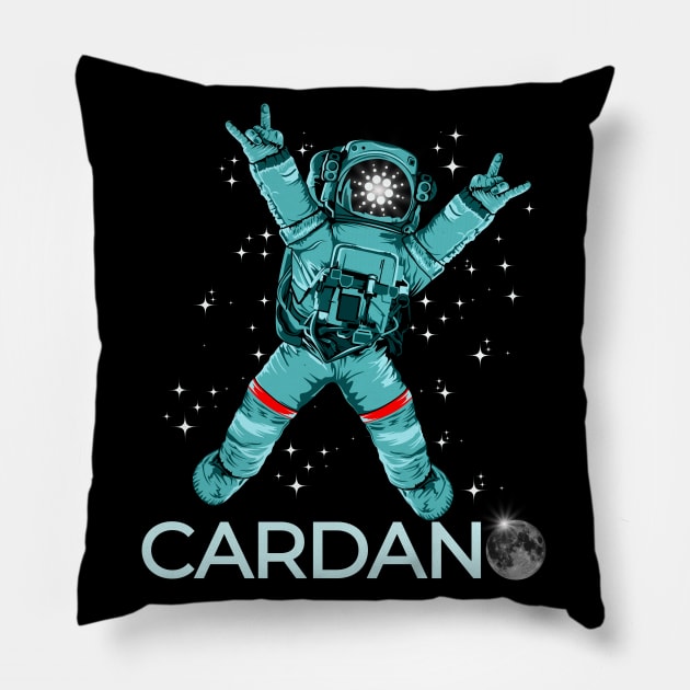 Cardano, ADA, HODL, to the moon, Pillow by Lekrock Shop