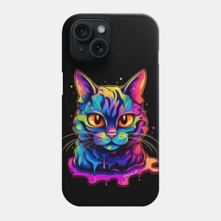 Colorful melting Cat with UV color designe #1 by Farbrausch Art 2023. Phone Case