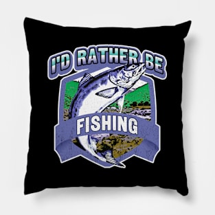 I'd Rather Be Fishing // Retro Style Design Pillow