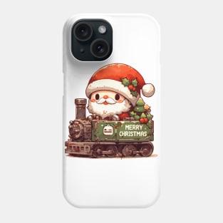 Kawaii santa claus in toy train Phone Case