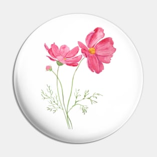 2 red cosmos  flowers  watercolor painting Pin