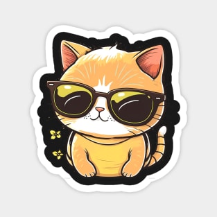 Cute ginger cat wearing sunglasses Magnet