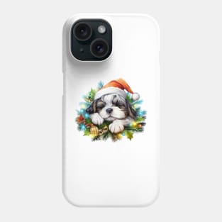 Lazy Shih Tzu Dog at Christmas Phone Case