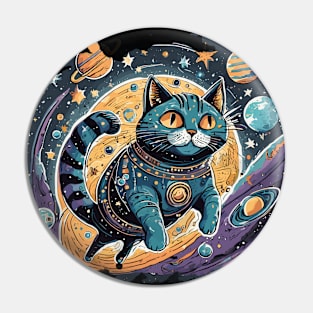 Paws it and Explore the Meowniverse - Cute Cat in Space Design Pin