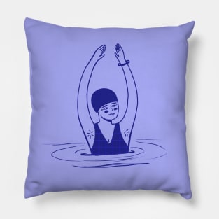 Aquatic Dance - Empowered girl in the pool Pillow