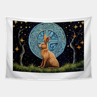 Hare, Pagan Hare, Pagan Art, Moon, Animal, Tapestry