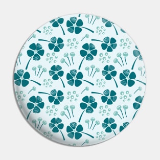 Abstract Floral Pattern in Teal and Light Blue Pin