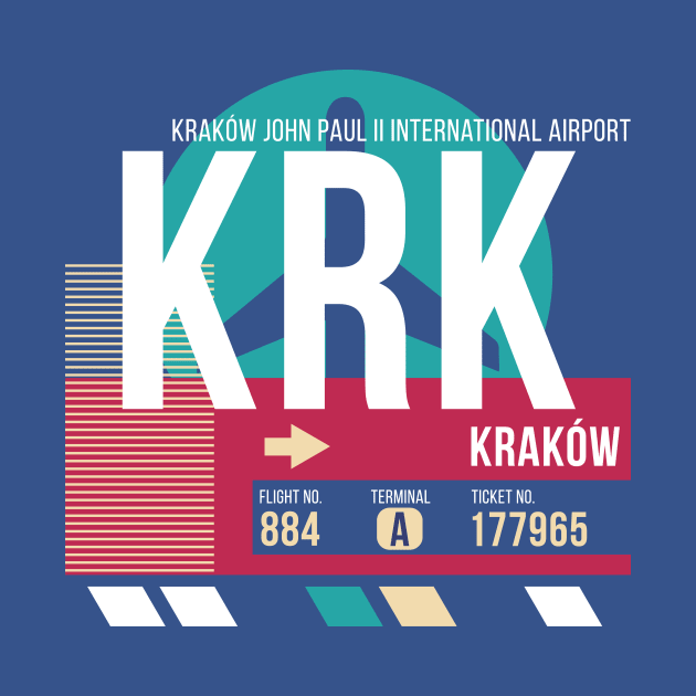 Krakow, Poland (KRK) Airport Code Baggage Tag E by SLAG_Creative