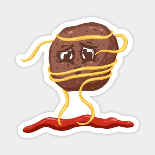 Meatball and Spaghetti Pasta Logo Cartoon Character Magnet